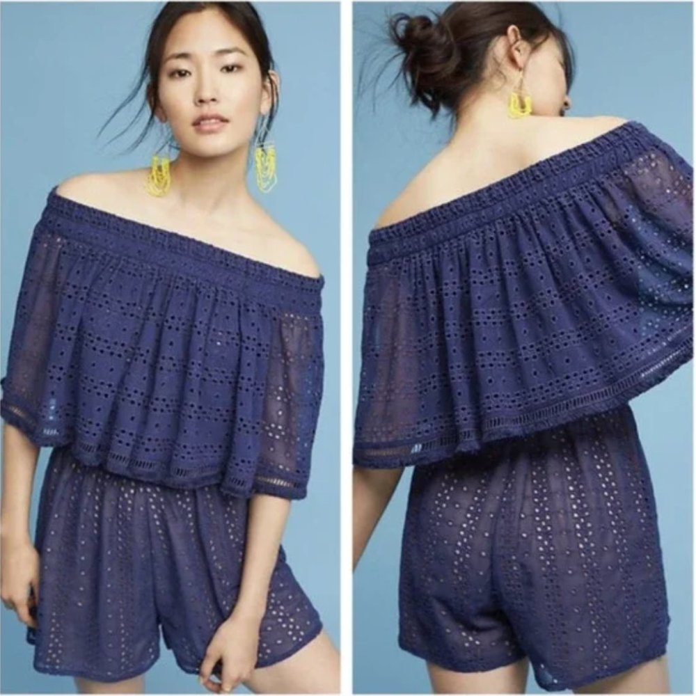 Anthropologie Ranna Gill Tiered Eyelet Romper